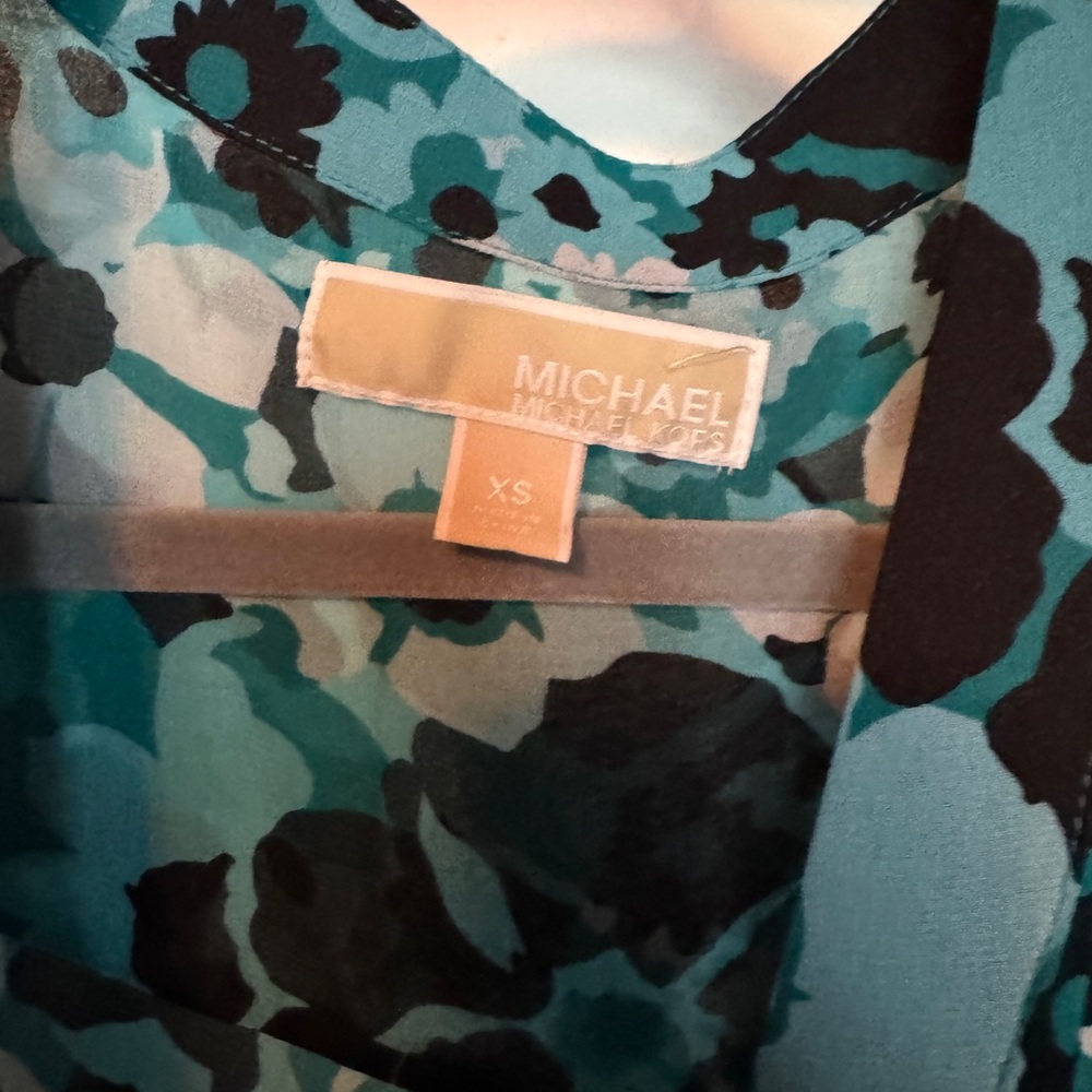 MICHAEL Michael Kors Teal Floral Long Sleeve Dress - Picture 4 of 7